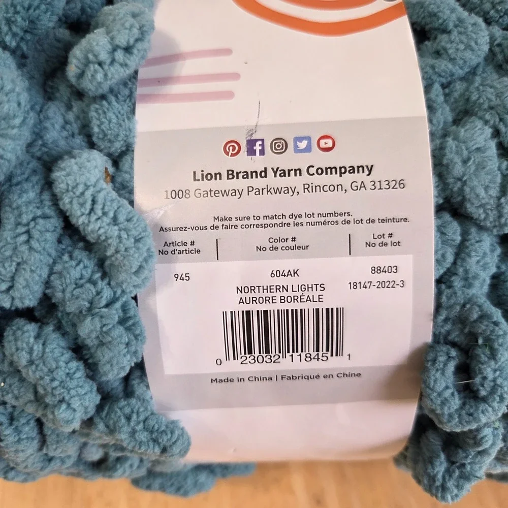Lion Brand Yarn Off the Hook Ombre Northern Lights Blue Polyester NEW